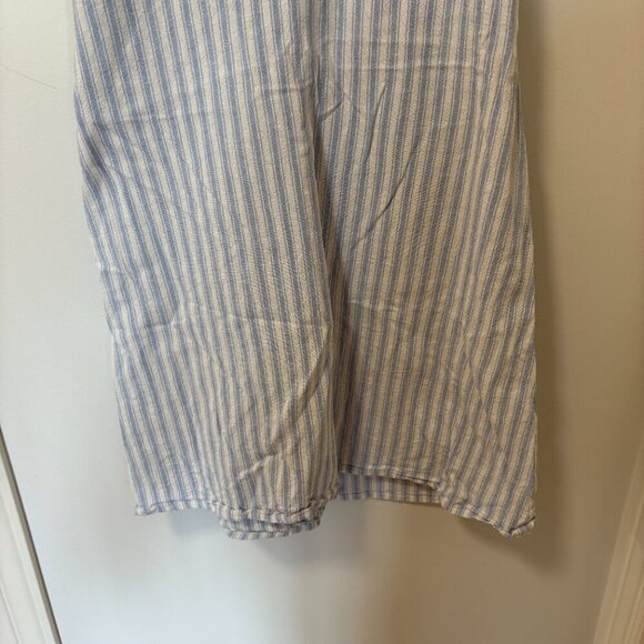 Blumind Linen Blend Dress Striped Summer Dress Junior Size 9 White Blue Buttons - Picture 10 of 14